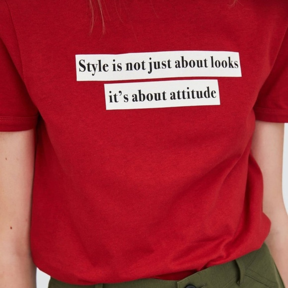 Zara Tops - ZARA Red Fashion Statement Tee